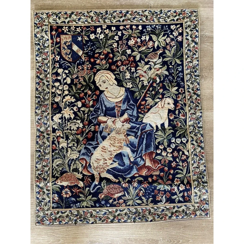 Lot 2 Craye Tapestry Tapisseries Lion Flandres France French Carder Sheep 24 x18